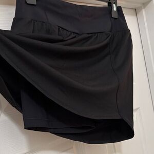 Black Athletic Skort with Flared Hem
